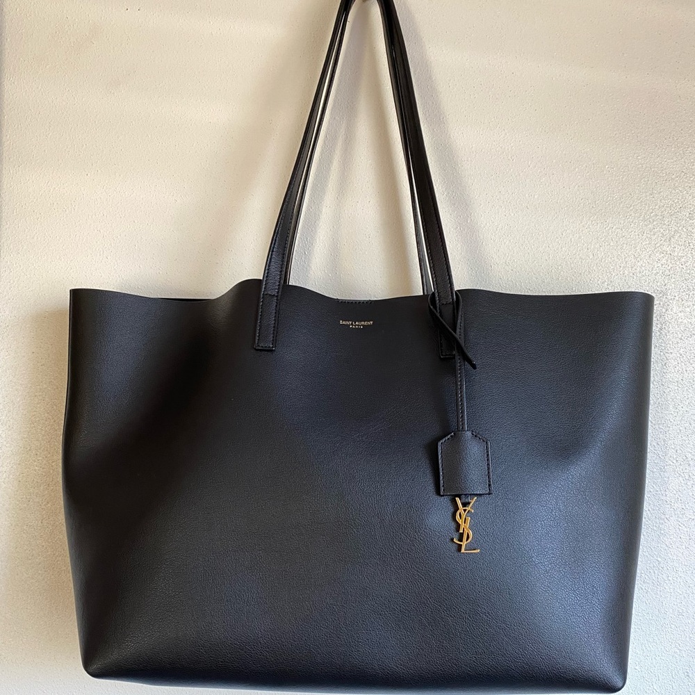 EUC YSL Saint Laurent East West Supple Leather Shopping Tote Black - Picture 3 of 14